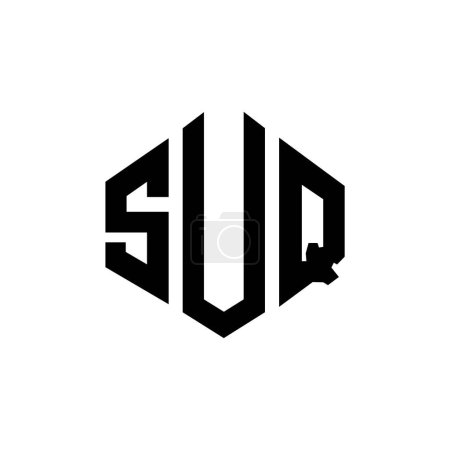 Illustration for SUQ letter logo design with polygon shape. SUQ polygon and cube shape logo design. SUQ hexagon vector logo template white and black colors. SUQ monogram, business and real estate logo. - Royalty Free Image