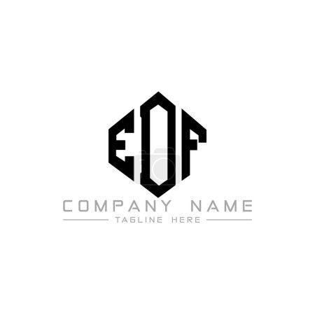 Illustration for EDF letter logo design with polygon shape. EDF polygon and cube shape logo design. EDF hexagon vector logo template white and black colors. EDF monogram, business and real estate logo. - Royalty Free Image