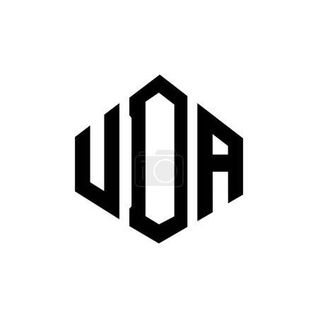 Illustration for UDA letter logo design with polygon shape. UDA polygon and cube shape logo design. UDA hexagon vector logo template white and black colors. UDA monogram, business and real estate logo. - Royalty Free Image