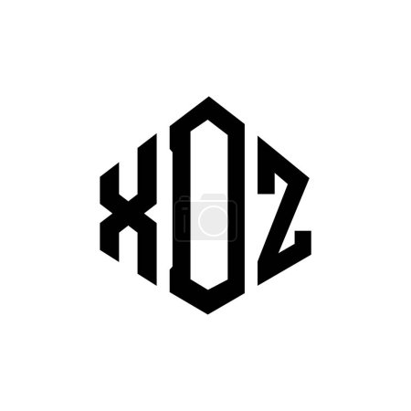 Ilustración de XDZ letter logo design with polygon shape. XDZ polygon and cube shape logo design. XDZ hexagon vector logo template white and black colors. XDZ monogram, business and real estate logo. - Imagen libre de derechos
