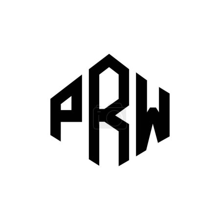 Ilustración de PRW letter logo design with polygon shape. PRW polygon and cube shape logo design. PRW hexagon vector logo template white and black colors. PRW monogram, business and real estate logo. - Imagen libre de derechos