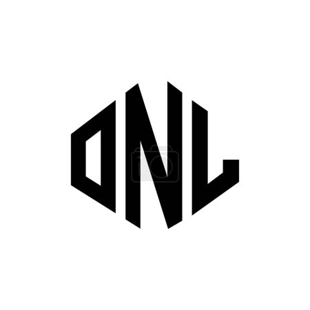 Ilustración de Diseño de logotipo de letra ONL con forma de polígono. Diseño de logotipo en forma de polígono y cubo ONL. Plantilla de logotipo de hexágono ONL colores blanco y negro. Monograma ONL, logotipo de negocios e inmuebles. - Imagen libre de derechos