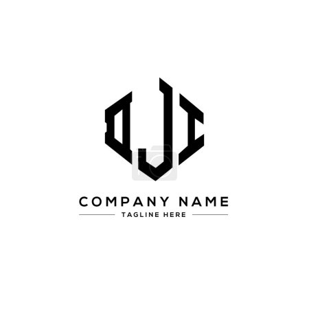 Illustration for DJI letter logo design with polygon shape. DJI polygon and cube shape logo design. DJI hexagon vector logo template white and black colors. DJI monogram, business and real estate logo. - Royalty Free Image