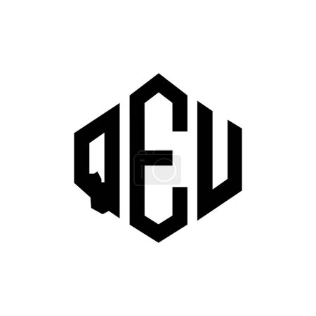Ilustración de QEU letter logo design with polygon shape. QEU polygon and cube shape logo design. QEU hexagon vector logo template white and black colors. QEU monogram, business and real estate logo. - Imagen libre de derechos