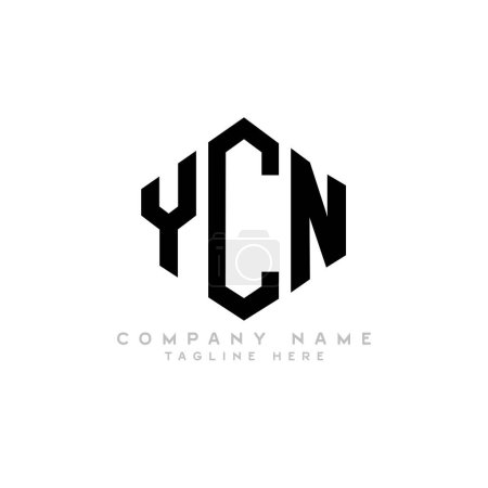 Ilustración de YCN letter logo design with polygon shape. YCN polygon and cube shape logo design. YCN hexagon vector logo template white and black colors. YCN monogram, business and real estate logo. - Imagen libre de derechos