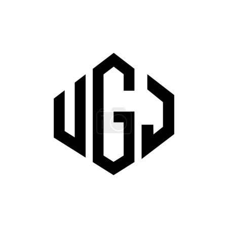 Illustration for UGJ letter logo design with polygon shape. UGJ polygon and cube shape logo design. UGJ hexagon vector logo template white and black colors. UGJ monogram, business and real estate logo. - Royalty Free Image