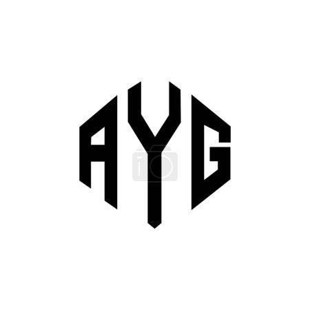 Ilustración de Diseño de logotipo de letra AYG con forma de polígono. Diseño de logotipo en forma de polígono y cubo AYG. Plantilla de logotipo de hexágono AYG colores blanco y negro. Monograma de AYG, logotipo del negocio y de bienes raíces. - Imagen libre de derechos