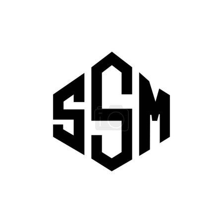 Ilustración de SSM letter logo design with polygon shape. SSM polygon and cube shape logo design. SSM hexagon vector logo template white and black colors. SSM monogram, business and real estate logo. - Imagen libre de derechos