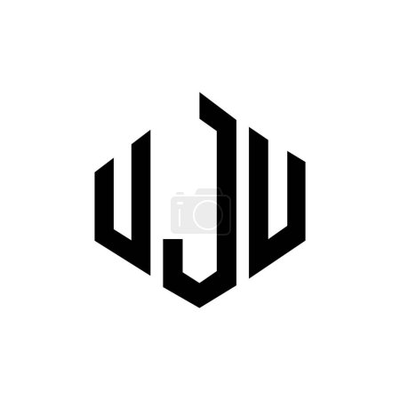Ilustración de UJU letter logo design with polygon shape. UJU polygon and cube shape logo design. UJU hexagon vector logo template white and black colors. UJU monogram, business and real estate logo. - Imagen libre de derechos
