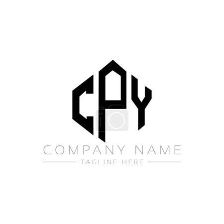 Illustration for CPY letter logo design with polygon shape. CPY polygon and cube shape logo design. CPY hexagon vector logo template white and black colors. CPY monogram, business and real estate logo. - Royalty Free Image