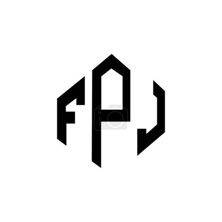 Ilustración de FPJ letter logo design with polygon shape. FPJ polygon and cube shape logo design. FPJ hexagon vector logo template white and black colors. FPJ monogram, business and real estate logo. - Imagen libre de derechos