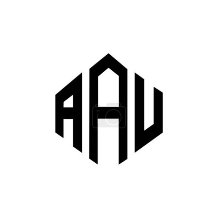 Illustration for AAU letter logo design with polygon shape. AAU polygon and cube shape logo design. AAU hexagon vector logo template white and black colors. AAU monogram, business and real estate logo. - Royalty Free Image