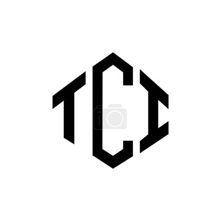 Illustration for TCI letter logo design with polygon shape. TCI polygon and cube shape logo design. TCI hexagon vector logo template white and black colors. TCI monogram, business and real estate logo. - Royalty Free Image