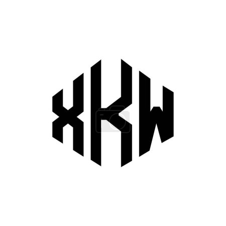 Illustration for XKW letter logo design with polygon shape. XKW polygon and cube shape logo design. XKW hexagon vector logo template white and black colors. XKW monogram, business and real estate logo. - Royalty Free Image