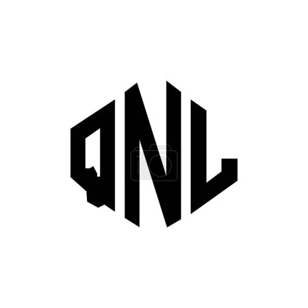 Illustration for QNL letter logo design with polygon shape. QNL polygon and cube shape logo design. QNL hexagon vector logo template white and black colors. QNL monogram, business and real estate logo. - Royalty Free Image