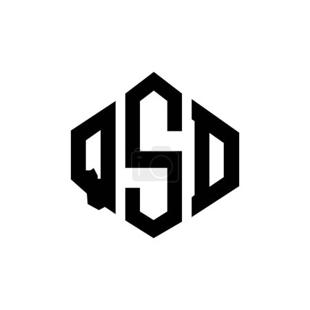 Illustration for QSD letter logo design with polygon shape. QSD polygon and cube shape logo design. QSD hexagon vector logo template white and black colors. QSD monogram, business and real estate logo. - Royalty Free Image