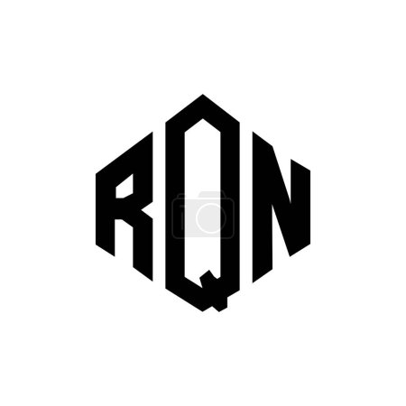 Illustration for RQN letter logo design with polygon shape. RQN polygon and cube shape logo design. RQN hexagon vector logo template white and black colors. RQN monogram, business and real estate logo. - Royalty Free Image