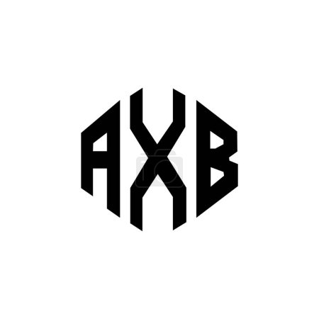 Illustration for AXB letter logo design with polygon shape. AXB polygon and cube shape logo design. AXB hexagon vector logo template white and black colors. AXB monogram, business and real estate logo. - Royalty Free Image