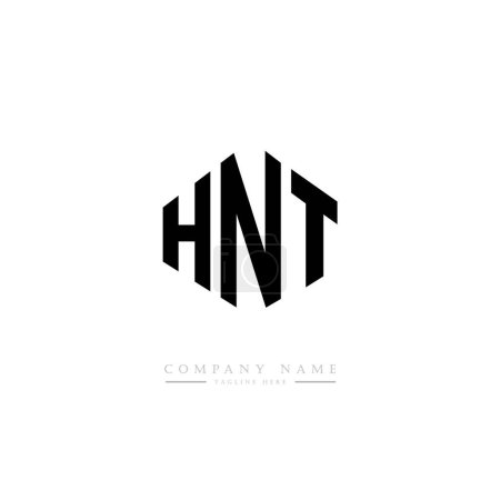 Illustration for HNT letter logo design with polygon shape. HNT polygon and cube shape logo design. HNT hexagon vector logo template white and black colors. HNT monogram, business and real estate logo. - Royalty Free Image