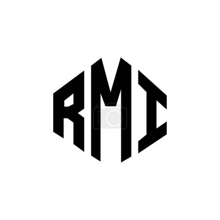 Illustration for RMI letter logo design with polygon shape. RMI polygon and cube shape logo design. RMI hexagon vector logo template white and black colors. RMI monogram, business and real estate logo. - Royalty Free Image
