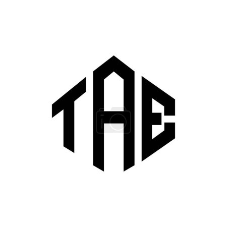 Illustration for TAE letter logo design with polygon shape. TAE polygon and cube shape logo design. TAE hexagon vector logo template white and black colors. TAE monogram, business and real estate logo. - Royalty Free Image