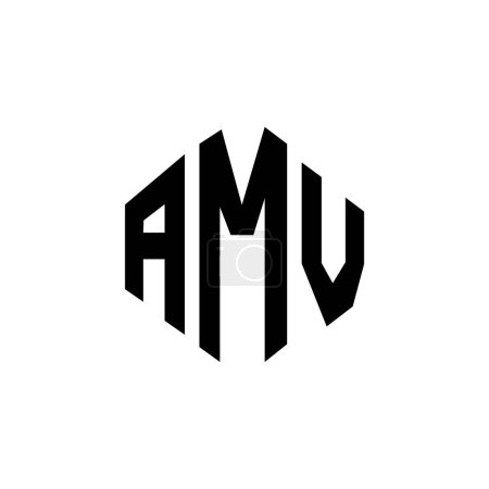 Illustration for AMV letter logo design with polygon shape. AMV polygon and cube shape logo design. AMV hexagon vector logo template white and black colors. AMV monogram, business and real estate logo. - Royalty Free Image