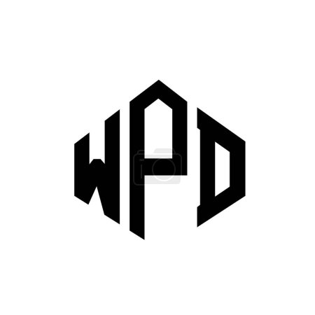 Illustration for WPD letter logo design with polygon shape. WPD polygon and cube shape logo design. WPD hexagon vector logo template white and black colors. WPD monogram, business and real estate logo. - Royalty Free Image