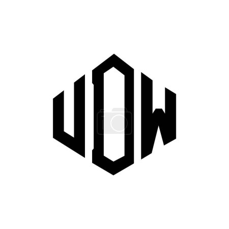 Illustration for UDW letter logo design with polygon shape. UDW polygon and cube shape logo design. UDW hexagon vector logo template white and black colors. UDW monogram, business and real estate logo. - Royalty Free Image