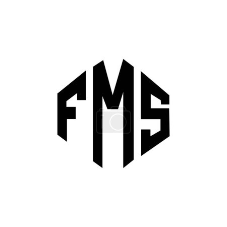 Illustration for FMS letter logo design with polygon shape. FMS polygon and cube shape logo design. FMS hexagon vector logo template white and black colors. FMS monogram, business and real estate logo. - Royalty Free Image