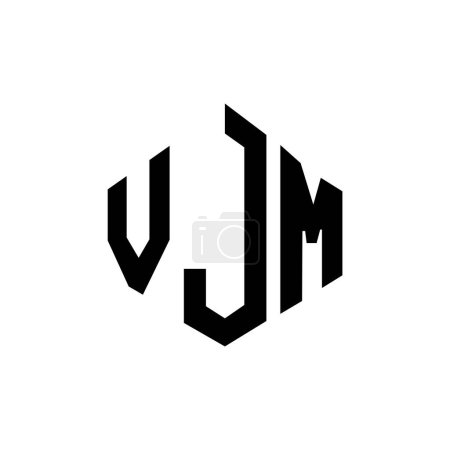 Illustration for VJM letter logo design with polygon shape. VJM polygon and cube shape logo design. VJM hexagon vector logo template white and black colors. VJM monogram, business and real estate logo. - Royalty Free Image