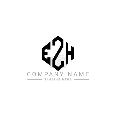 Illustration for EZH letter logo design with polygon shape. EZH polygon and cube shape logo design. EZH hexagon vector logo template white and black colors. EZH monogram, business and real estate logo. - Royalty Free Image