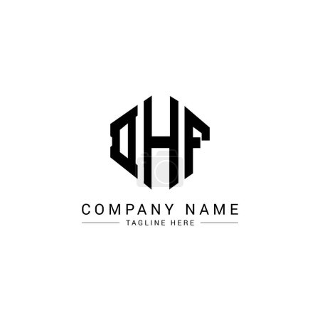 Illustration for DHF letter logo design with polygon shape. DHF polygon and cube shape logo design. DHF hexagon vector logo template white and black colors. DHF monogram, business and real estate logo. - Royalty Free Image