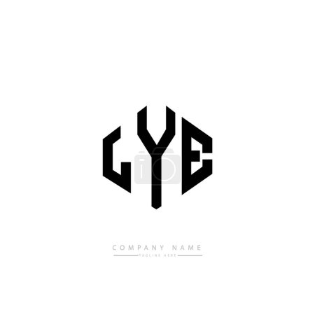 Illustration for LYE letters logo design with polygon shape. Cube shape logo design. Hexagon vector logo template white and black colors. Monogram, business and real estate logo. - Royalty Free Image