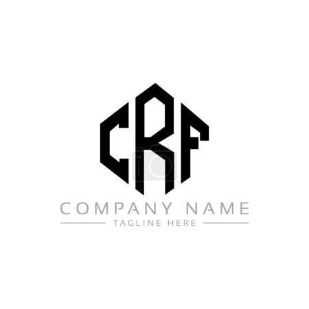 Illustration for CRF letter logo design with polygon shape. CRF polygon and cube shape logo design. CRF hexagon vector logo template white and black colors. CRF monogram, business and real estate logo. - Royalty Free Image