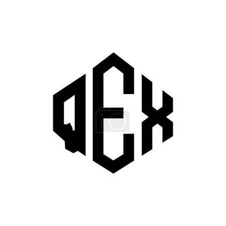 Illustration for QEX letter logo design with polygon shape. QEX polygon and cube shape logo design. QEX hexagon vector logo template white and black colors. QEX monogram, business and real estate logo. - Royalty Free Image
