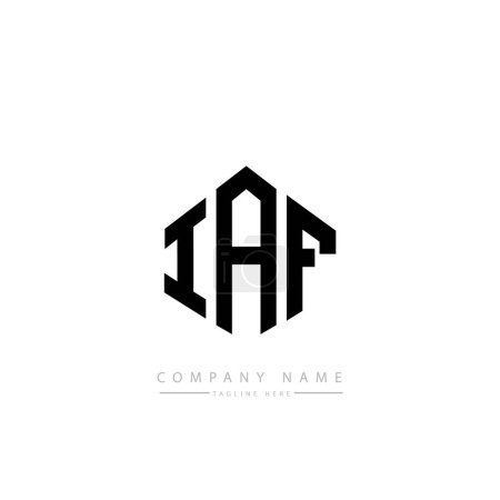 Illustration for IAF letters logo design with polygon shape. Cube shape logo design. Hexagon vector logo template white and black colors. Monogram, business and real estate logo. - Royalty Free Image