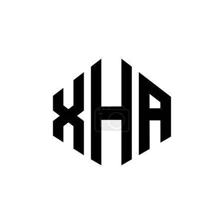 Ilustración de XHA letter logo design with polygon shape. XHA polygon and cube shape logo design. XHA hexagon vector logo template white and black colors. XHA monogram, business and real estate logo. - Imagen libre de derechos