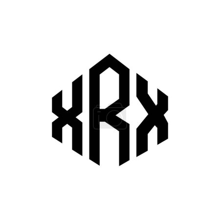 Illustration for XRX letter logo design with polygon shape. XRX polygon and cube shape logo design. XRX hexagon vector logo template white and black colors. XRX monogram, business and real estate logo. - Royalty Free Image