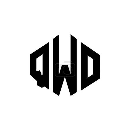Ilustración de QWO letter logo design with polygon shape. QWO polygon and cube shape logo design. QWO hexagon vector logo template white and black colors. QWO monogram, business and real estate logo. - Imagen libre de derechos