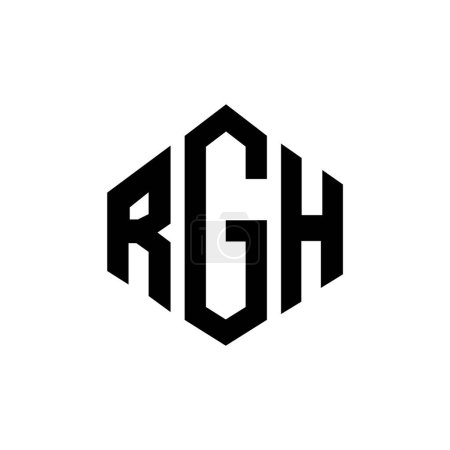 Téléchargez les illustrations : RGH lettre logo design avec forme de polygone. Conception de logo en polygone RGH et en forme de cube. Modèle de logo vectoriel RGH hexagone couleurs blanches et noires. Monogramme RGH, logo commercial et immobilier. - en licence libre de droit