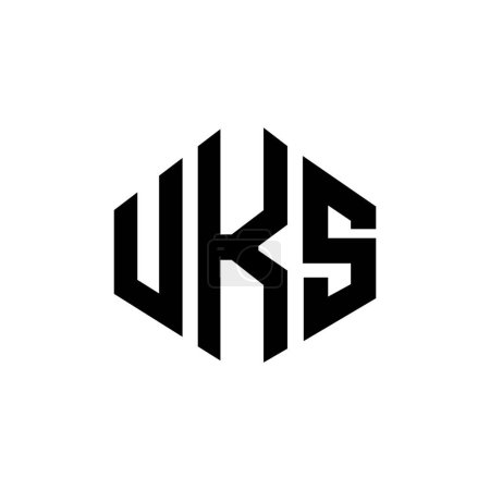 Illustration for UKS letter logo design with polygon shape. UKS polygon and cube shape logo design. UKS hexagon vector logo template white and black colors. UKS monogram, business and real estate logo. - Royalty Free Image