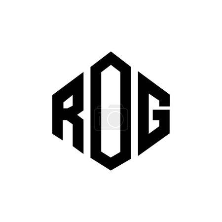 Téléchargez les photos : ROG lettre logo design avec forme de polygone. ROG polygone et forme de cube logo design. Modèle de logo vectoriel ROG hexagone couleurs blanches et noires. ROG logo monogramme, commercial et immobilier. - en image libre de droit