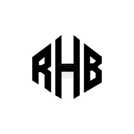 Ilustración de Diseño del logotipo de la letra RHB con forma de polígono. Diseño de logotipo en forma de polígono y cubo RHB. Plantilla de logotipo de vector hexágono RHB colores blanco y negro. Monograma RHB, logotipo de negocios e inmuebles. - Imagen libre de derechos