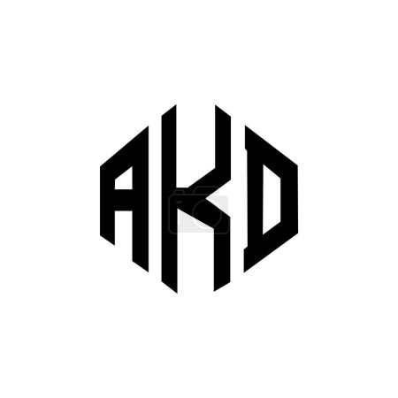 Illustration for AKD letter logo design with polygon shape. AKD polygon and cube shape logo design. AKD hexagon vector logo template white and black colors. AKD monogram, business and real estate logo. - Royalty Free Image