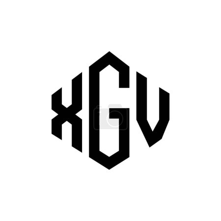Illustration for XGV letter logo design with polygon shape. XGV polygon and cube shape logo design. XGV hexagon vector logo template white and black colors. XGV monogram, business and real estate logo. - Royalty Free Image