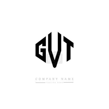Illustration for GVT letters logo design with polygon shape. Cube shape logo design. Hexagon vector logo template white and black colors. Monogram, business and real estate logo. - Royalty Free Image