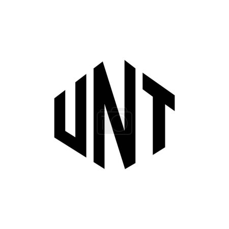 Ilustración de Diseño del logotipo de la letra UNT con forma de polígono. Diseño del logo en forma de polígono y cubo UNT. Plantilla de logotipo de vector de hexágono UNT colores blanco y negro. Monograma UNT, logotipo de negocios e inmuebles. - Imagen libre de derechos