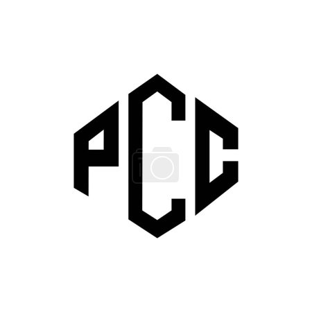 Téléchargez les illustrations : Conception de logo de lettre PCC avec la forme de polygone. Polygone PCC et conception de logo en forme de cube. Modèle de logo vectoriel PCC hexagone couleurs blanches et noires. Monogramme PCC, logo commercial et immobilier. - en licence libre de droit