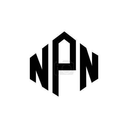 Téléchargez les illustrations : NPN lettre logo design avec forme de polygone. Conception de logo en forme de polygone et de cube NPN. Modèle de logo vectoriel NPN hexagone couleurs blanches et noires. Monogramme NPN, logo commercial et immobilier. - en licence libre de droit