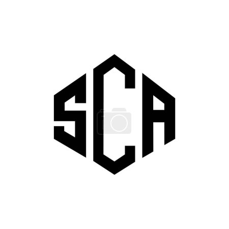 Illustration for SCA letter logo design with polygon shape. SCA polygon and cube shape logo design. SCA hexagon vector logo template white and black colors. SCA monogram, business and real estate logo. - Royalty Free Image